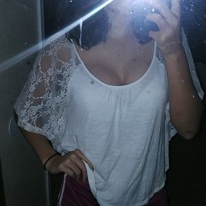 Forever 21 white lace flowy top